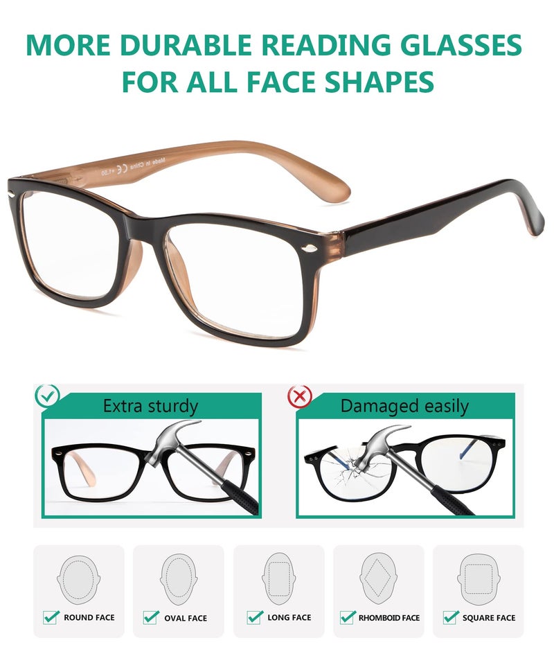 Eyekepper Classic Vintage Style Reading Glasses, Black-Brown - Image 4